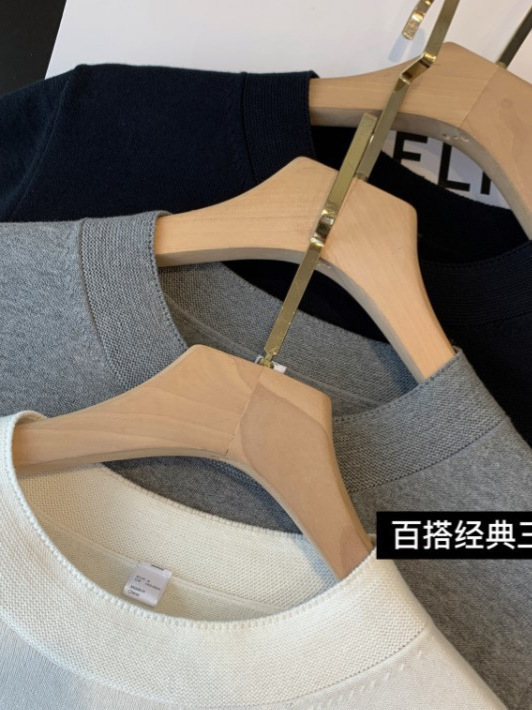 2025高品质单品~极简风超细棉小圆领针织半袖短袖T恤女春夏|undefined