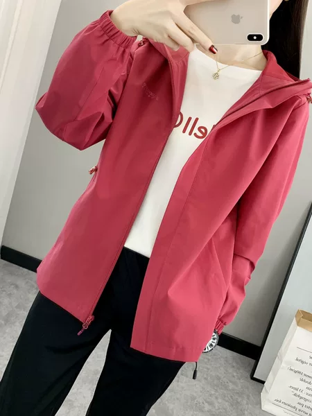 2024 Leopard Traces Spring and Autumn Women's New Monochrome Single Layer Women's Windbreaker