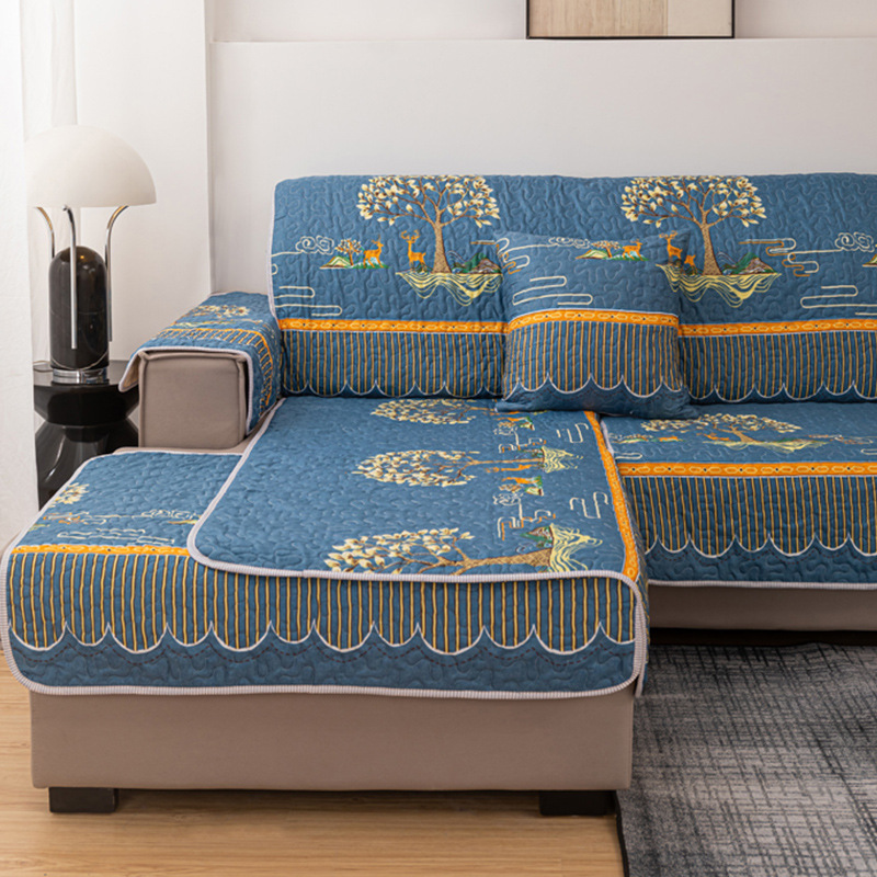 U-shaped fabric leisure set sofa cushion within 4.2 inches, universal three-piece set, suitable for left and right, simple all-season version