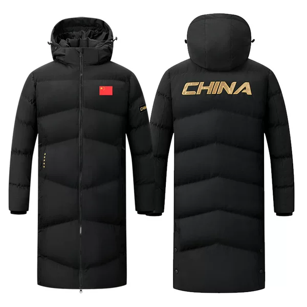 Winter Chinese Team Thickeneded Mid-Length Men's and Women's Sports Outwears Training Clothes over the Knee Winter Training Cold-Proof Cotton Jackets
