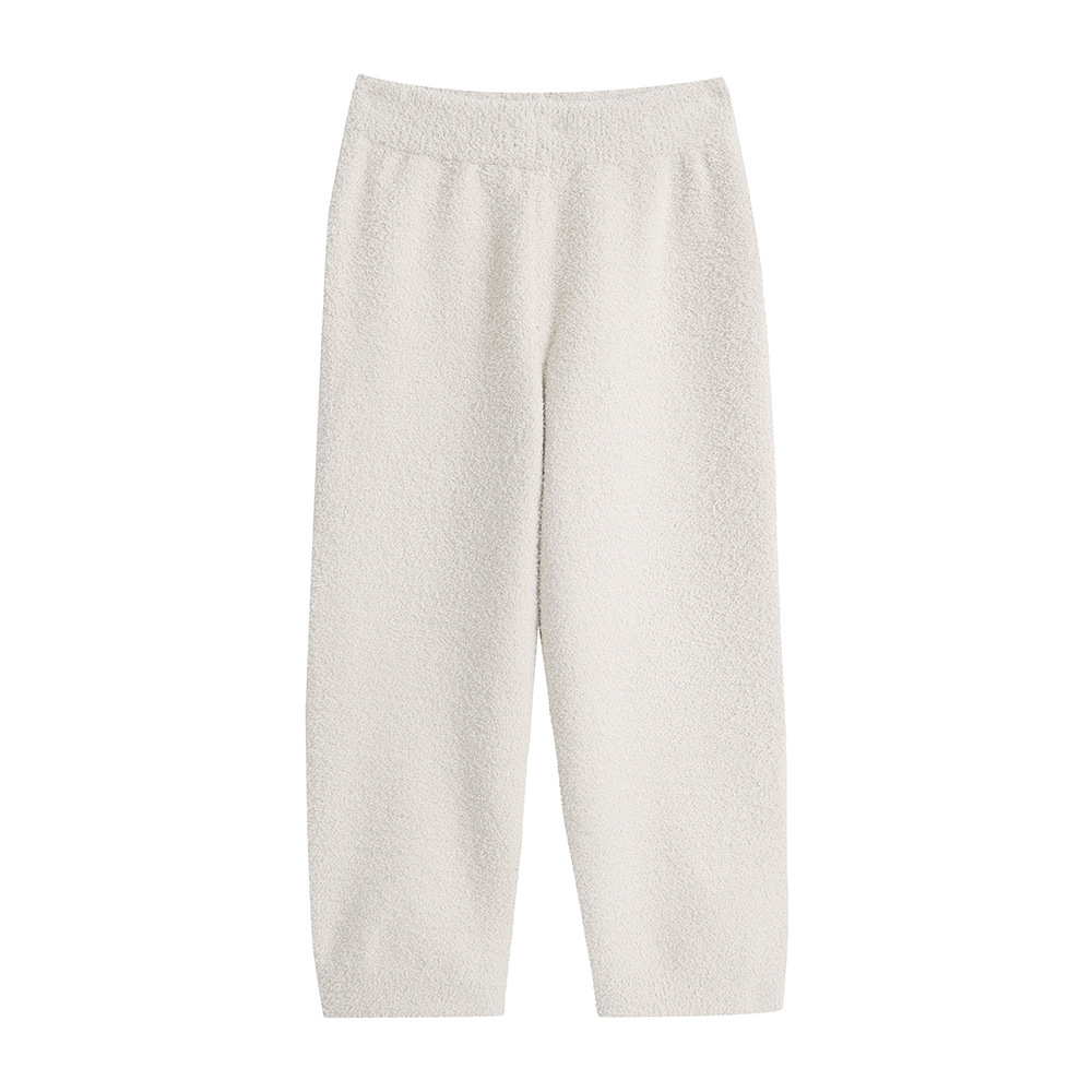 미색 단색 싱글 팬츠