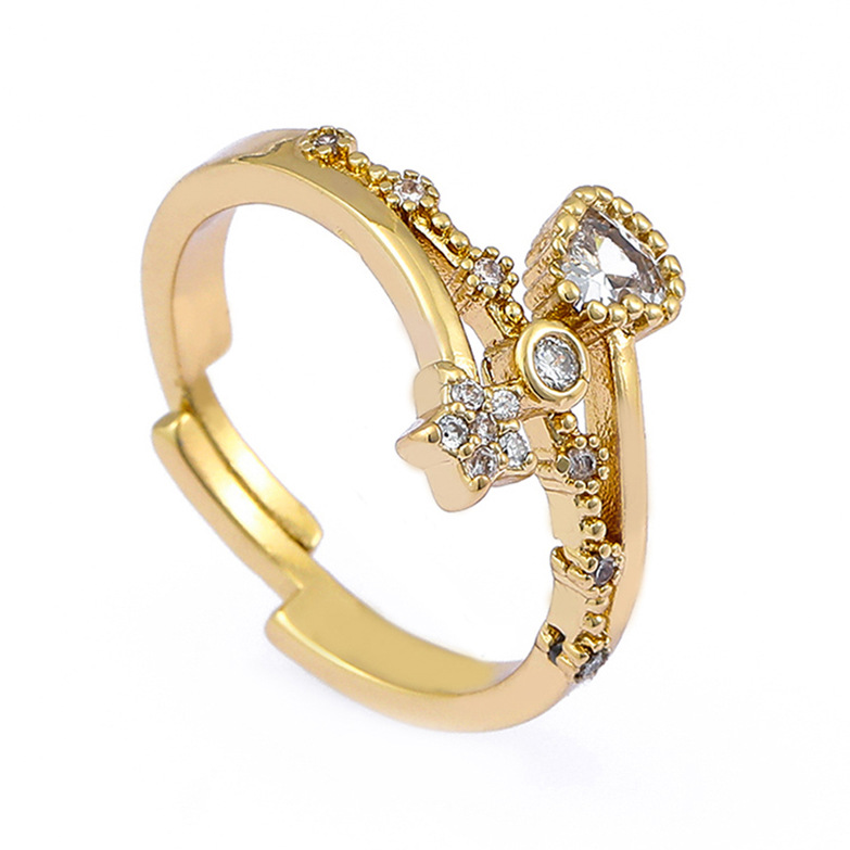 Round Flower Heart-shaped Ring Wholesale display picture 6