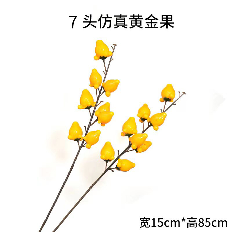 2025 flor artificial, decoración de fruta de granada, mesa de sala de estar, porche, fruta de caqui, flor falsa, rama de fruta dorada, arreglo floral