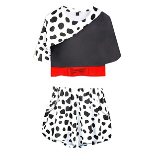 2021 autumn new black and white magic women's cos play clothing round neck hooded sweater short sleeve t-shirt