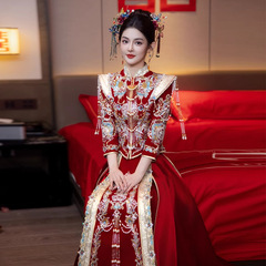 シルク秀禾服2025年新型新婦結婚中国式ドレス秀禾結婚服大きいサイズの高級秀と痩せています。