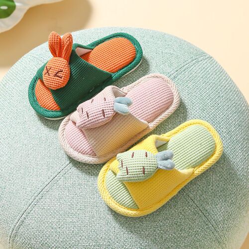 Girls slippers autumn children's linen spring and autumn boys and girls baby home parent-child floor cotton and linen non-slip soft bottom
