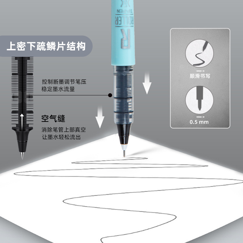 R8101 recta pluma de agua líquida estudiante papelería de oficina recta bolígrafo líquido pluma de gel de gran capacidad de 0,5mm