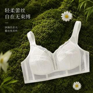 大胸显小内衣女超薄款透气全棉内杯聚拢收副乳上托无钢圈刺绣文胸