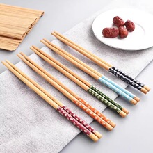 天然竹木筷子家用防霉防滑小碎花竹筷饭店环保耐高温无漆无蜡木筷