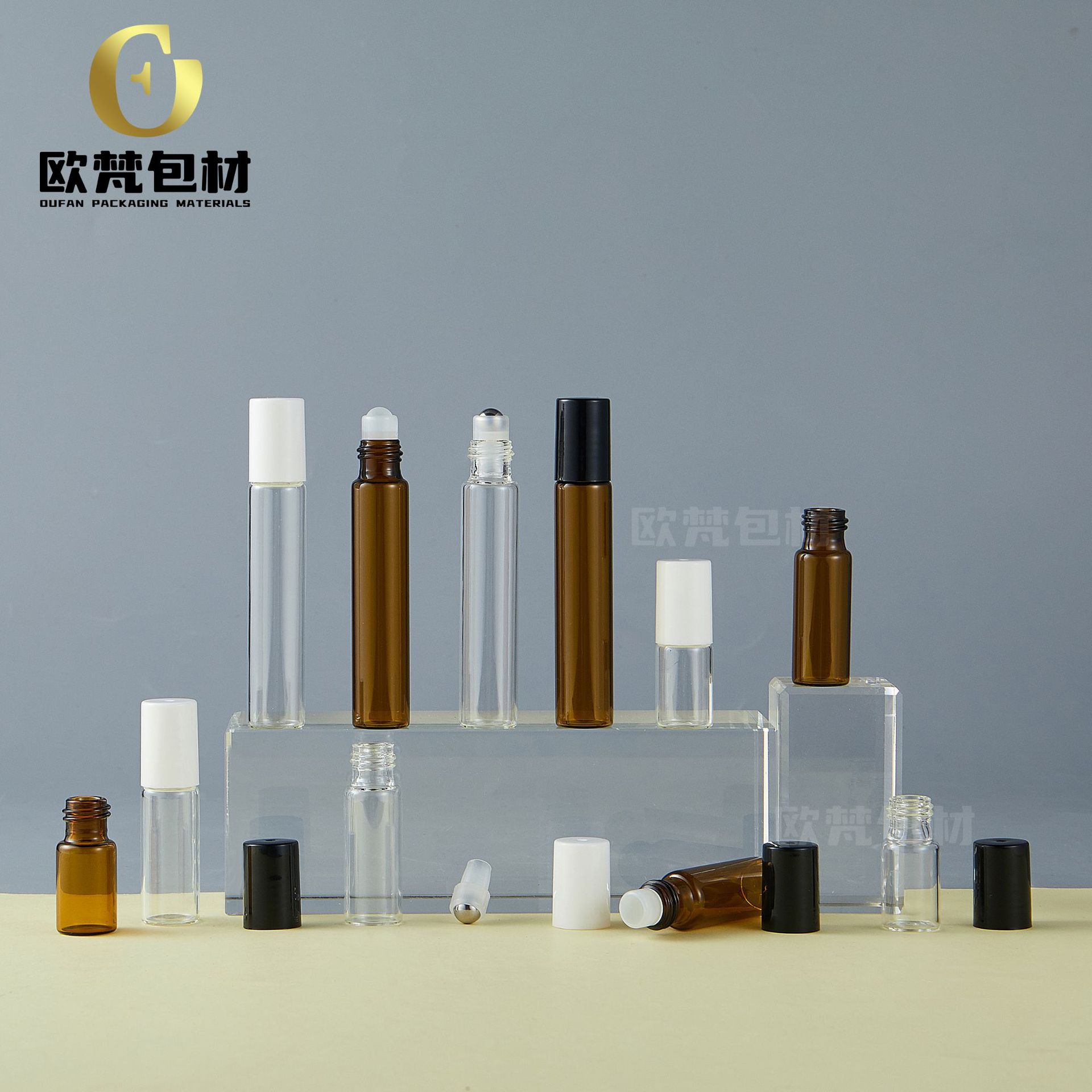 厂家现货茶色精油瓶1ml10ml5ml旅行滚珠瓶旅行精华液药剂涂抹瓶