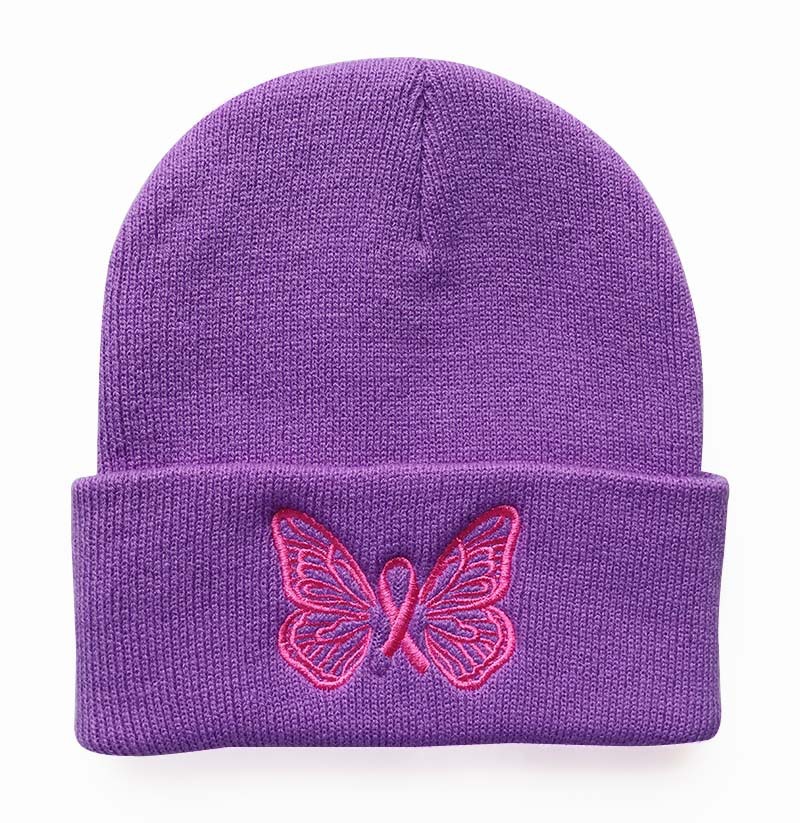 Simple Style Style Crimping Rim Women's Simple Style Butterfly Embroidery Crimping Wool Cap
