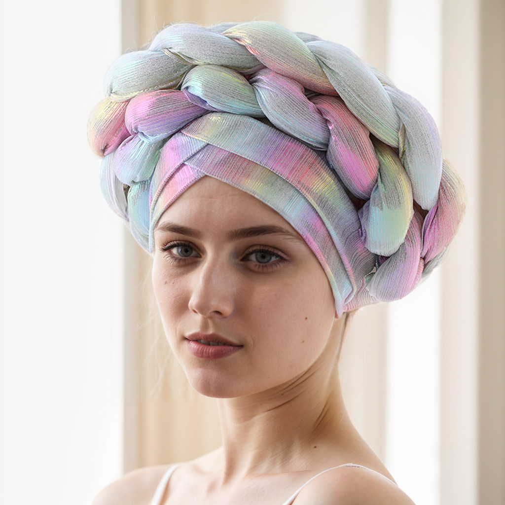 Pălărie musulmană, eșarfă pentru cap, pălărie magică musulmană, pălărie pentru femei cu frunte încrucișată, împletitură dublă_voghion.com