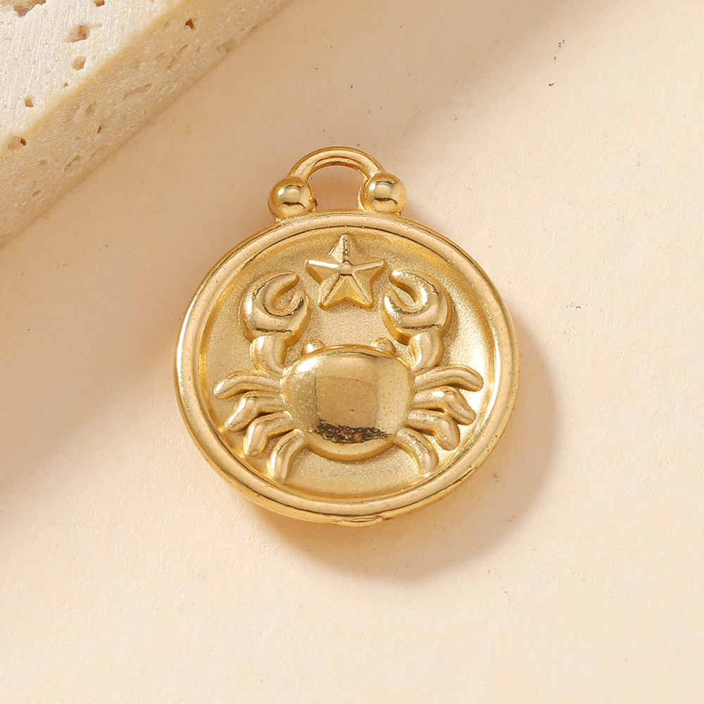 Colgante único Venta caliente europea y americana Colgante de fundición de doce constelaciones Pulsera Collar Accesorios de bricolaje Joyería de acero inoxidable de 18 quilates