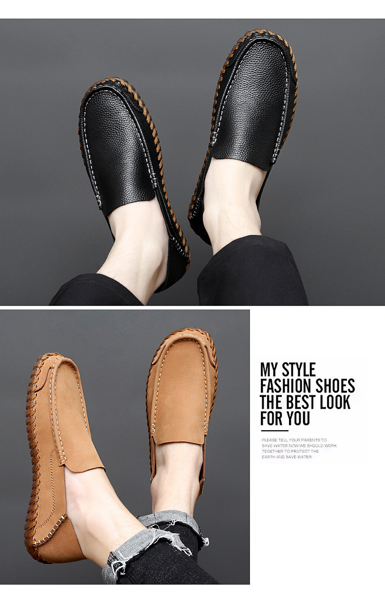 Large size handmade loafers with small outdoor driving shoes_voghion.com