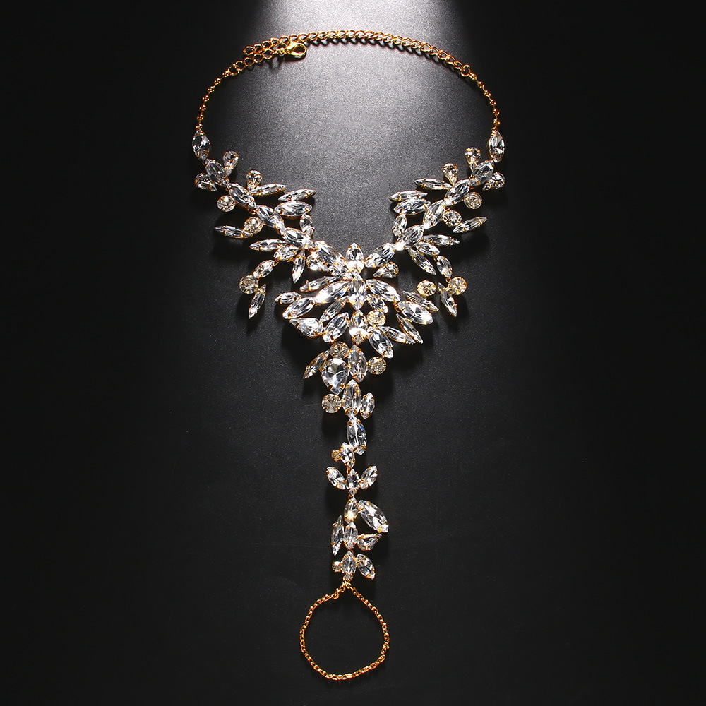 Ventas transfronterizas de tobillas en forma de hojas retro diamante tobillas de dedo de playa accesorios multifacéticos tobillo de mujer