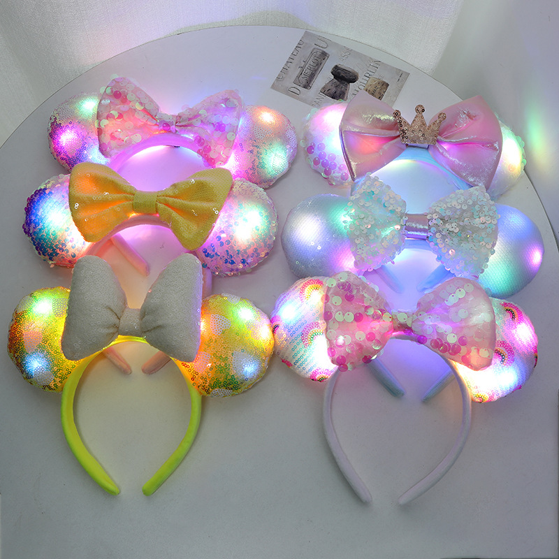 Cartoon rainbow flashing headband with bow