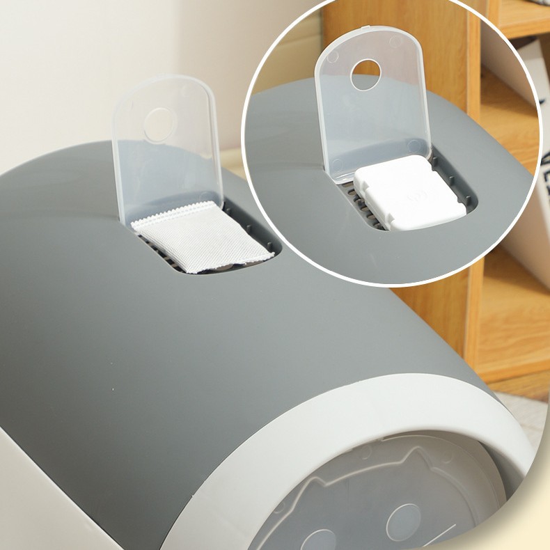 Gran tamaño totalmente cerrado bandeja de arena para gatos para evitar salpicaduras fuera del inodoro para gatos cerrado bandeja de heces de gato a prueba de olor venta directa de fábrica