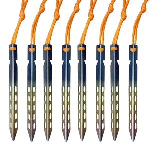 Açıq titan ərintisi çadır mıxı, tent yer mıxı, V formalı, külək ipi ilə