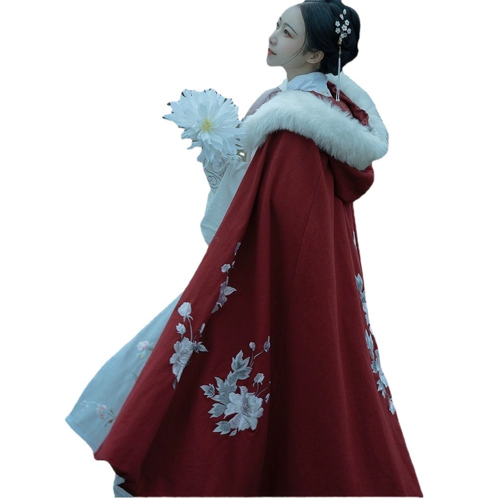 Утолщенный плащ на флисовой подкладке шаль женский Осень-зима Новый длинный воротник Nalan Ci Han Mao длинное платье для студентов