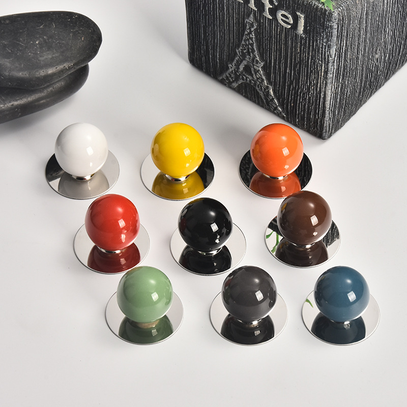 No-Drill Colorful Dopamine Cabinet Door Handle Round Ball-Shaped Bottle Cap Handle Drawer Wardrobe Cabinet Sideboard Handle