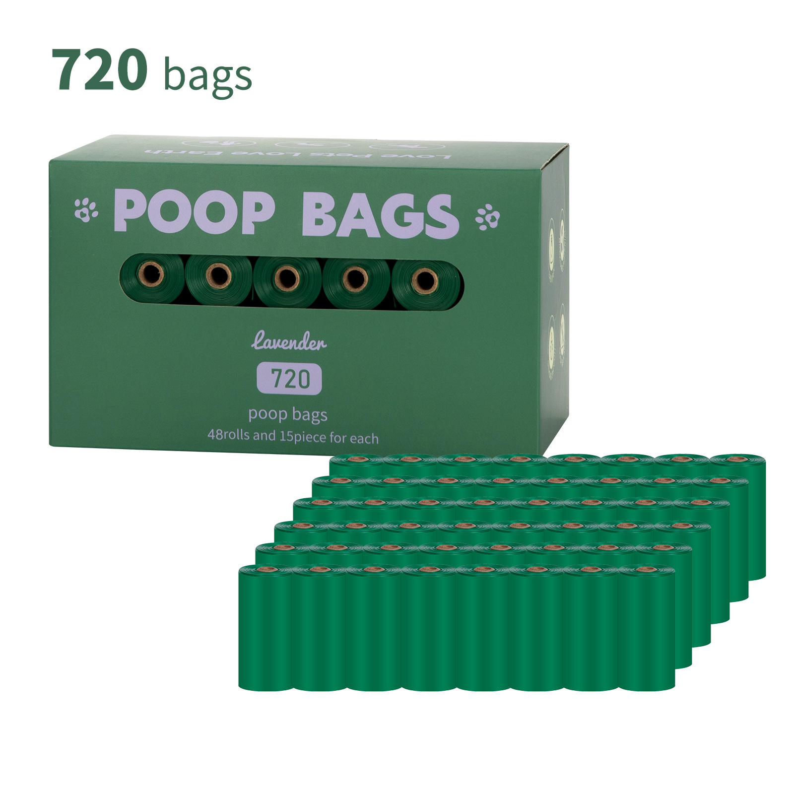 Nuevo medio ambiente biodegradable bolsa de basura de mascotas bolsa de basura distribuidor de bolsa de heces OPP caja de cabeza de fijación empaquetada bolsa de heces