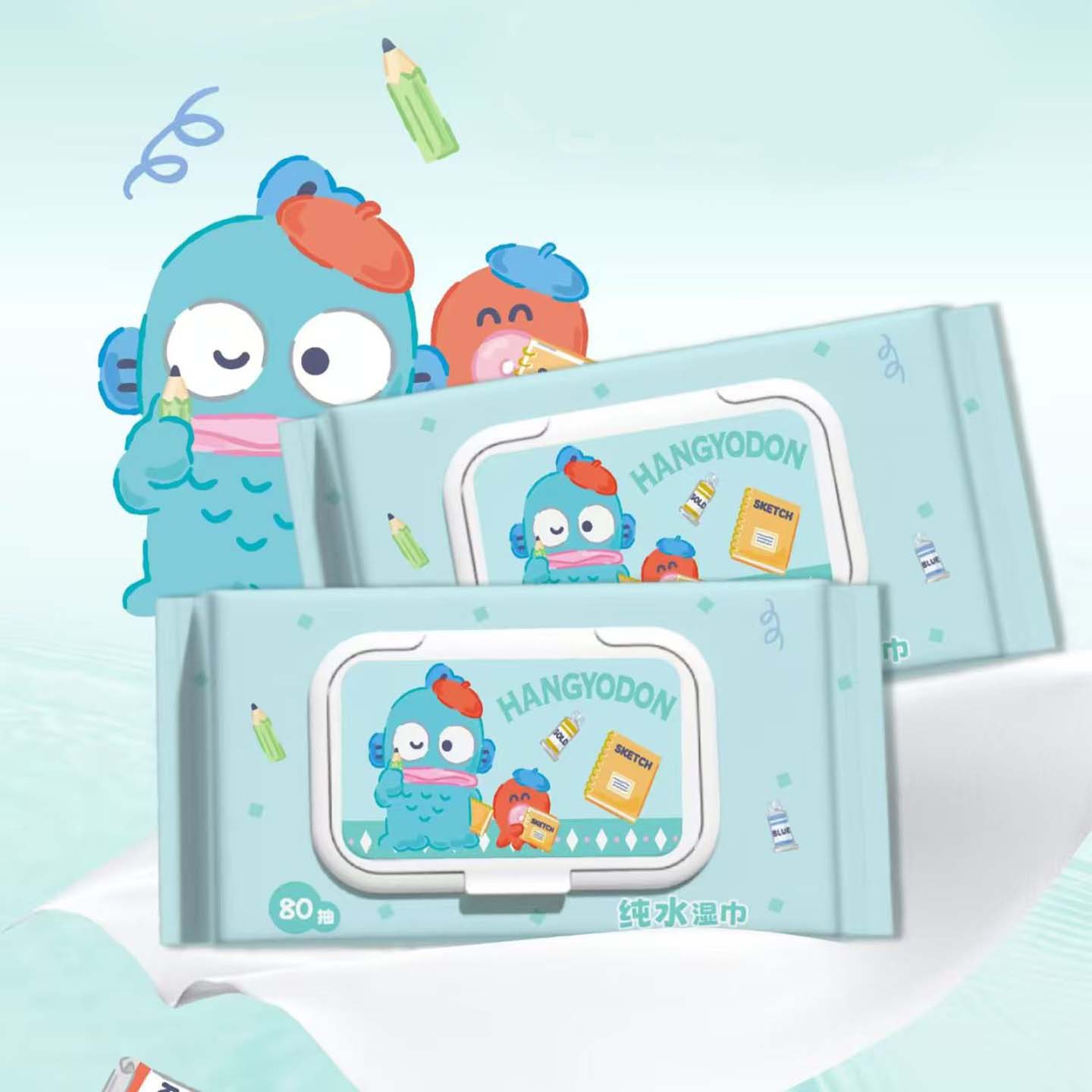 Sanrio Genuine Cartoon Wet Wipes 80 Pumps Baby Household Large Bag Cute Portable Wet Wipes Removable Wet Wipes Cute