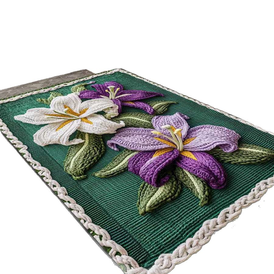 Tapis de bain/baignoire absorbant l'eau, motif floral 3D en terre de diatomées, avec base en caoutchouc antidérapante et effet antidérapant._voghion.com