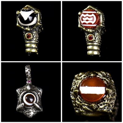 DIY Semi-Finished Copper Three-Way Pendant with Agate Dzi Bead Inlay, Cloud Spacer Bead, Xizang-Style Buddhist Bead Accessory Jewelry