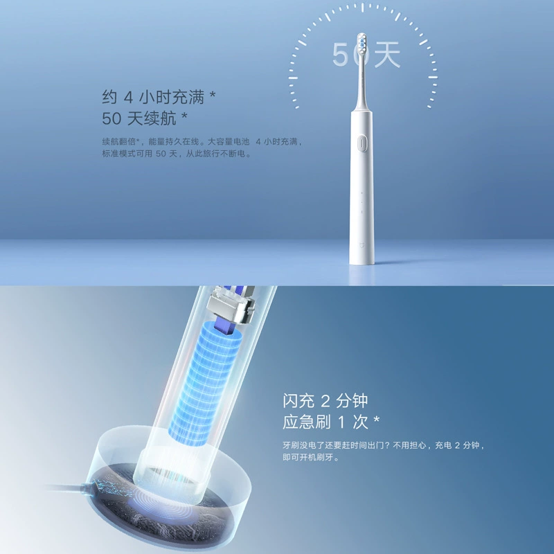 Электрическая звуковая зубная щётка Xiaomi Mijia T301, полностью автоматическая, двухскоростной режим, беспроводная зарядка, увеличенный радиус действия