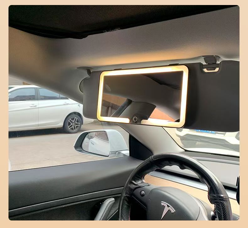 Car Smart Cosmetic Mirror Adjustable Brightness HD Mirror LED Portable Beauty Mirror Assistant Driving Sun Visor Mirror