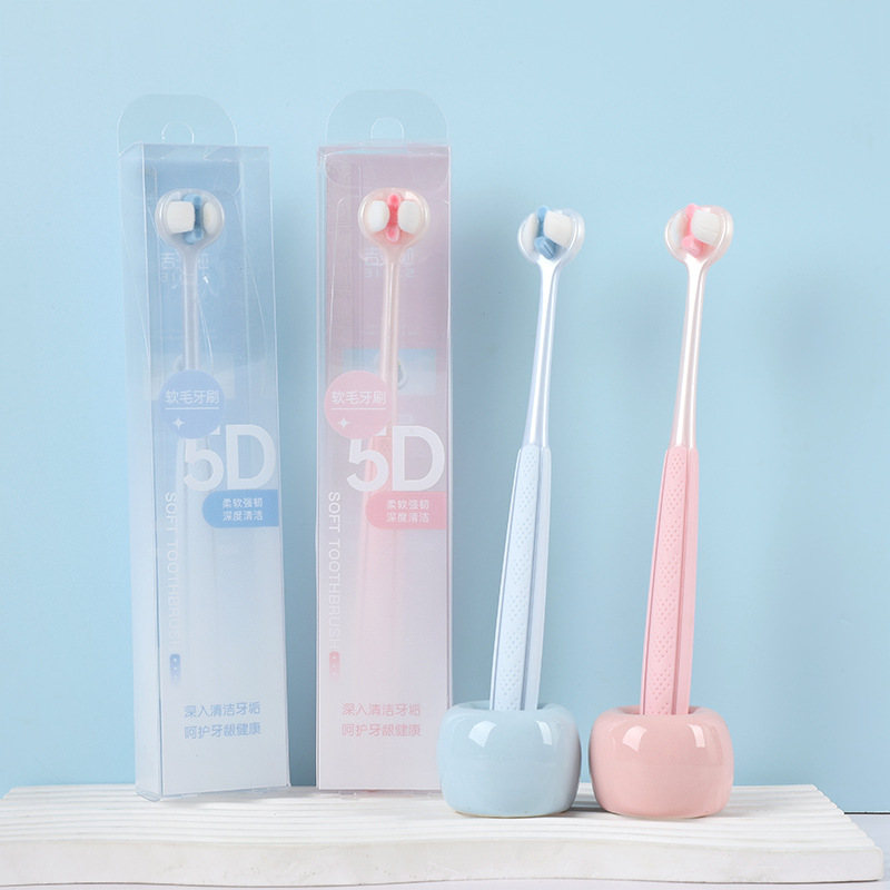 Cepillo de dientes de tres caras manejo de pelo suave 5D cabeza de cepillo adulto embarazada casera cepillo de dientes de menstruación personalizado al por mayor embarazada especial