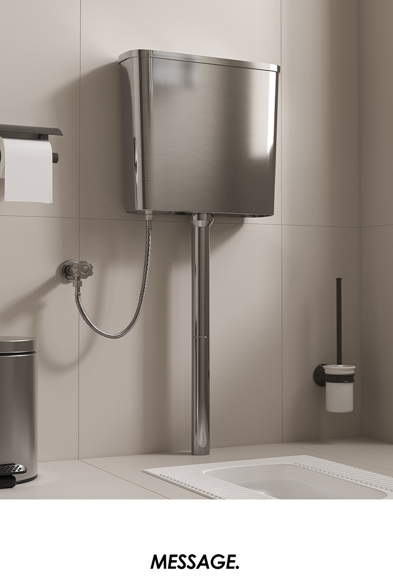Toilet flushing tank, squat toilet, thickened stainless steel water tank, wall-mounted public squat toilet flushing device for household bathrooms undefined