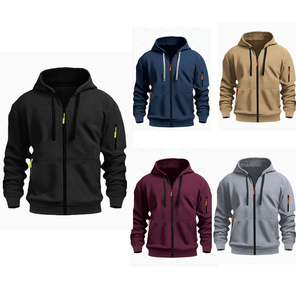 Autumn casual sweatshirt with zipper with a round collar