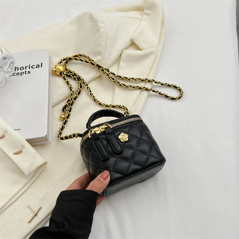 Square box, trend fashionable small bag, universal shoulder bag with diamond pattern