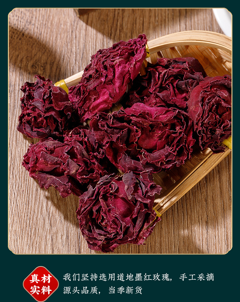 Mo Hong Rose Dried Flower Tea (Rosa spp.) — First-Harvest Large Buds, Sulfur-Free, 40g specifications