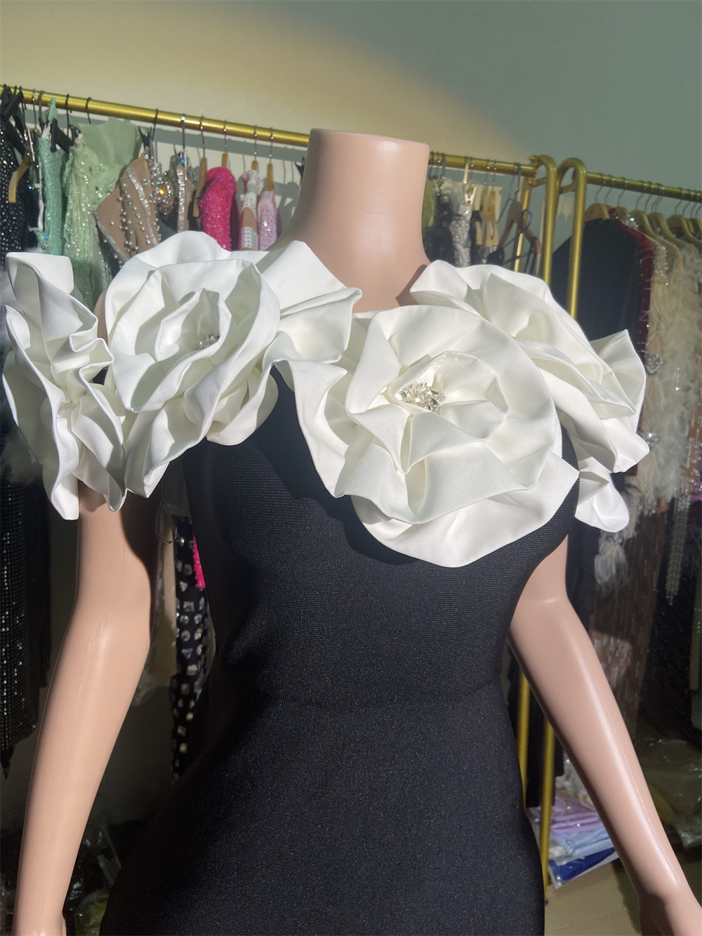 Women's Clothing Red Fashion Large Flower Slim Tube Top Sleeveless Tight Casual Long Bandage Dress Evening Dress Women's Clothing_voghion.com