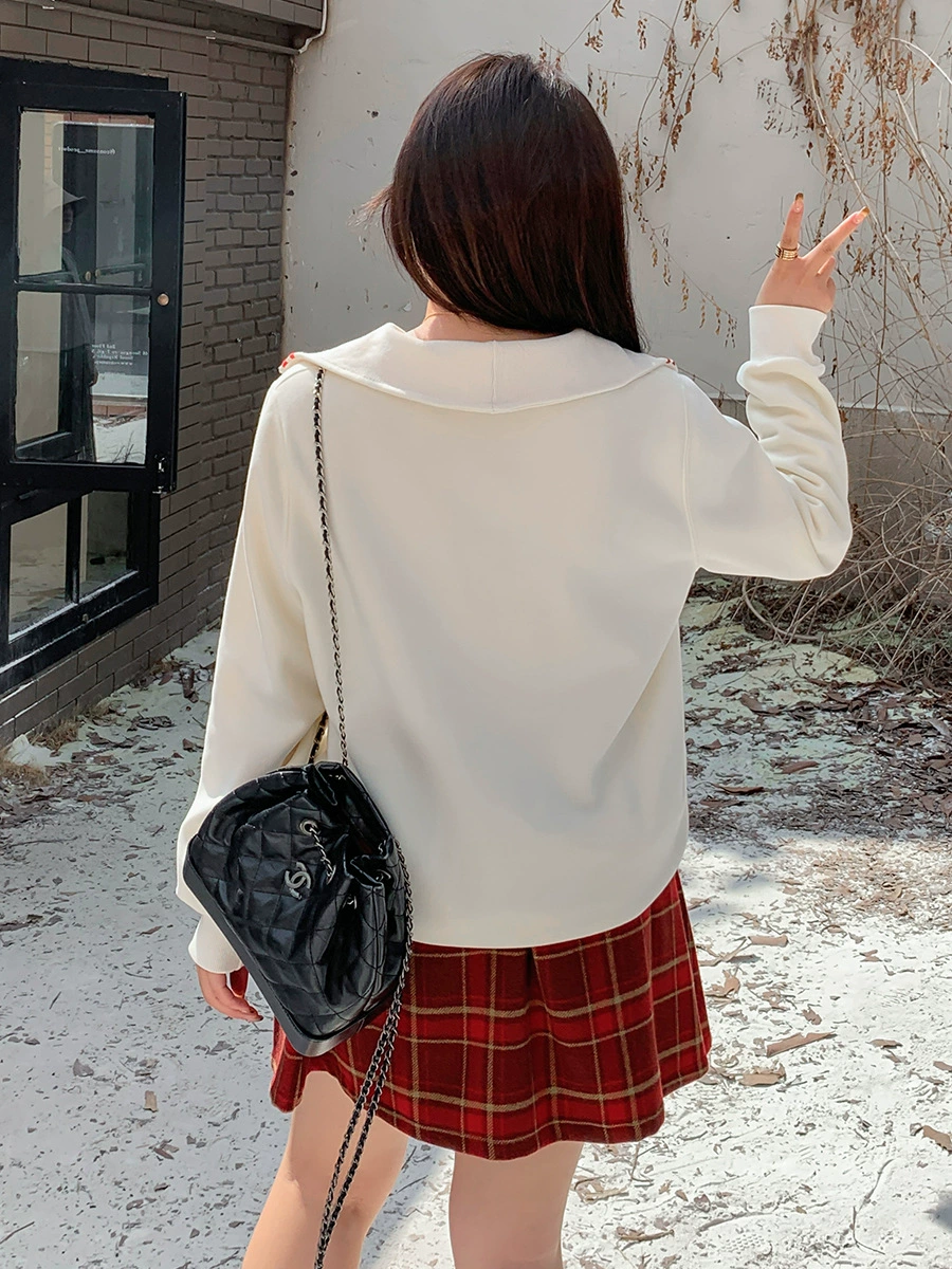 Тёплый зимний костюм, oversize свободный крой (топ + клетчатая юбка), большие размеры XL–4XL, с подкладкой