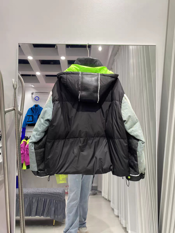 2025可拆卸帽新款撞色字母羽绒服男女同款情侣装短款外套时尚潮牌|undefined