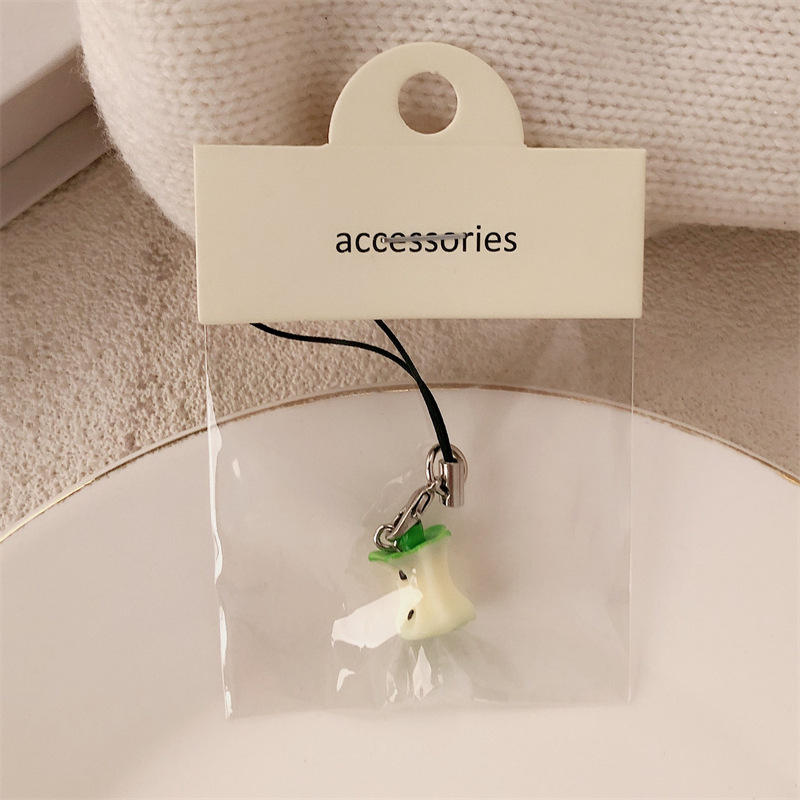 Mini colgante de bolsa de núcleo de manzana lindo colgante de teléfono móvil niña corazón rojo amor colgante de manzana joyería pequeña