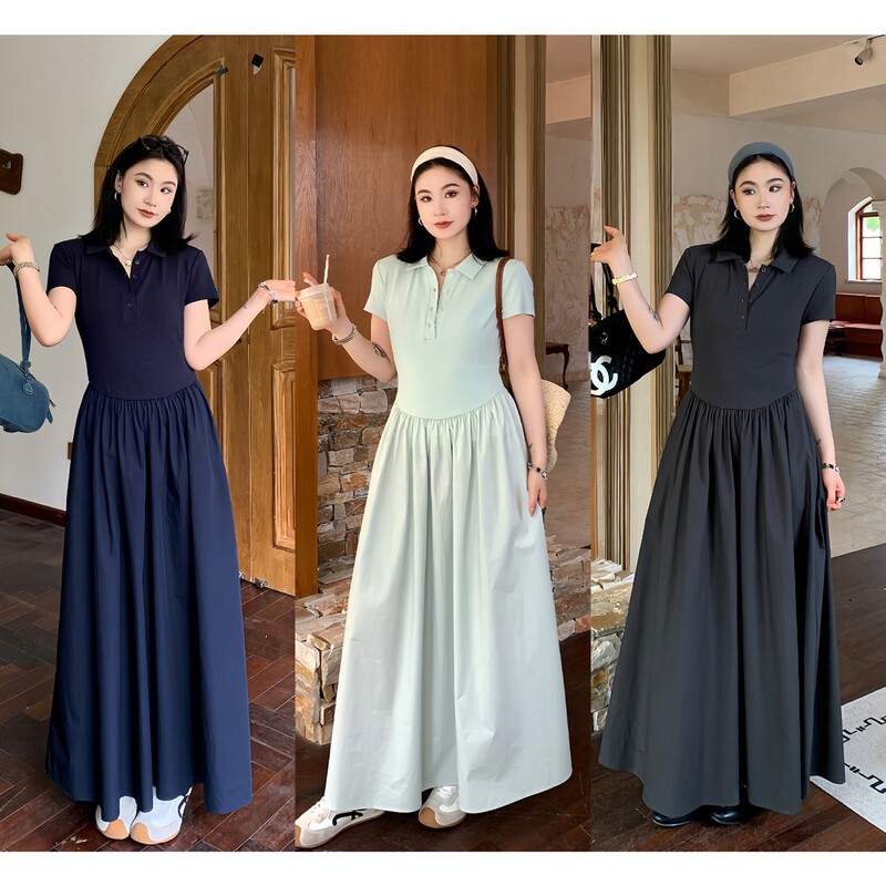 61191 # Prase·【Unexpected Encounter】Summer Slimming and Stylish Long Dress with Polo Collar 61191 # Prase·【Unexpected Encounter】Summer Slimming and Stylish Long Dress with Polo Collar