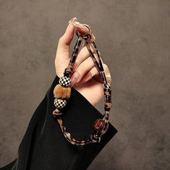 時尚創意豹紋毛絨手機掛繩短款手腕手提鏈結實耐用防丟繩包包掛件