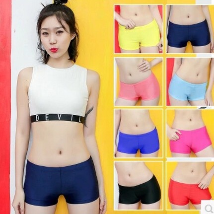 2023 foreign trade export adult swimming trunks women's sexy solid color boxer sports yoga shorts safety beach pants