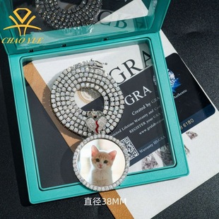 Cross-Border Jewelry Supply Heart-Shaped S925 Silver Vvs Moissanite Photo Frame Pendant for Men and Women