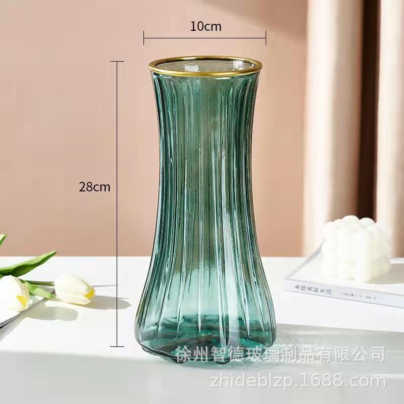 Luz al por mayor lujo creativo oro florero flores arreglo floral Rosa bambú rico rábano verde hidropónico decoración de escritorio