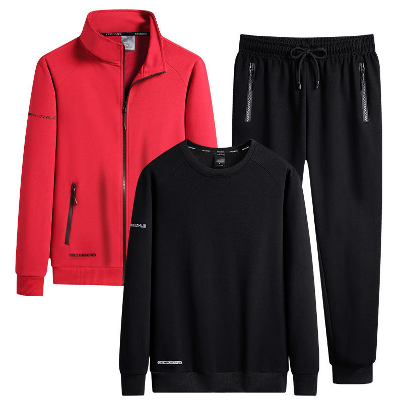 Transfronterizo 2023 invierno nuevo hombre de cuello de algodón más terciopelo grueso juego casual cardigan juvenil de tres piezas