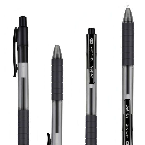 Deli star press gel pen S06 student signature pen 0.5mm bullet black water ballpoint pen a generation of hair