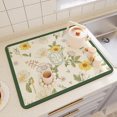 Rustic Kitchen Countertop Non-slip Drain Mat, Durable and Easy to Clean, Silicon Dioxide Table Mat, Bathroom Sink Heat Insulating Mat