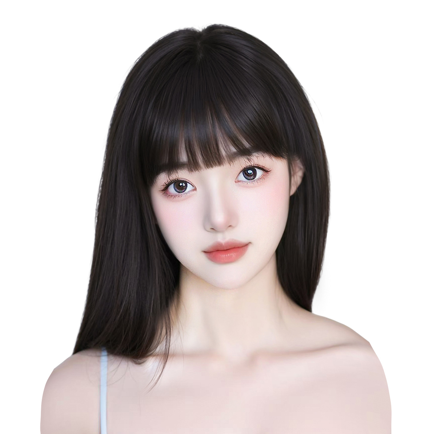 Peruca de mujer cabeza natural simulación de cabello caricatura franja reposición de cabello esponjoso cráneo alto blanqueamiento sin marcas franjas falsas