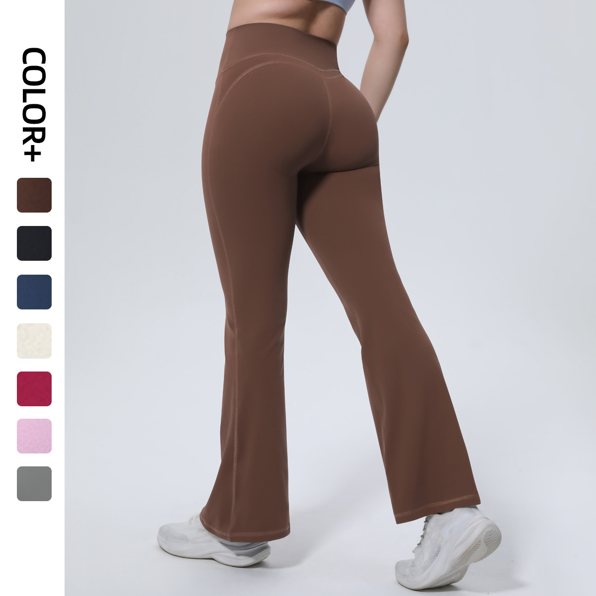 Nuevo cross-border empalme sólido cintura alta caderas apretadas pantalones de piernas anchas deportivos correr acondicionamiento físico abrigo de altavoz mujer image 1
