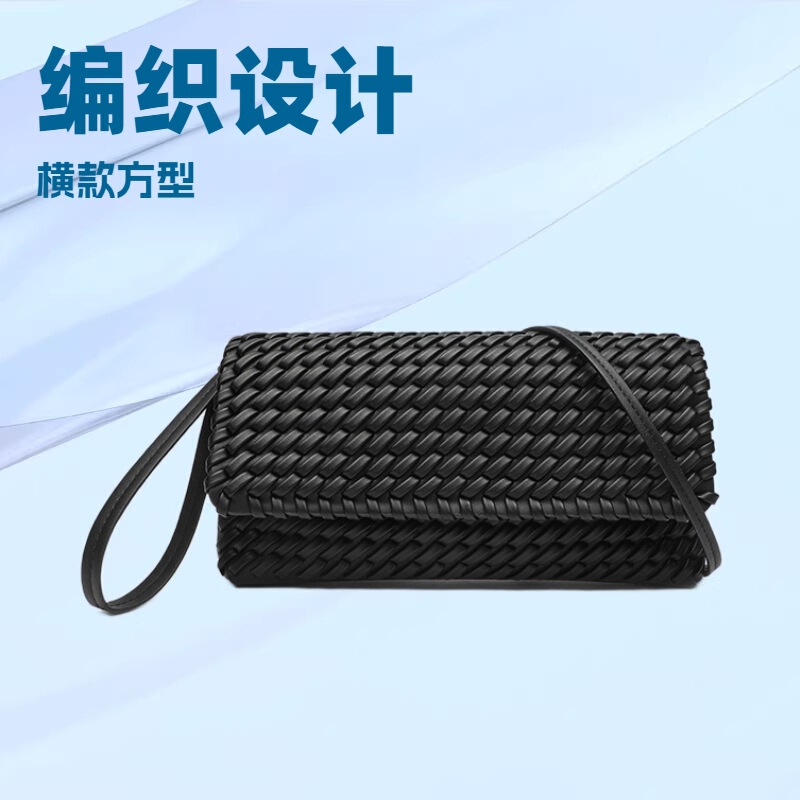 Za Niche Handwoven Bag Summer Pure Color Clutch Bag Casual Retro Shoulder Crossbody Bag Clutch Bag Wholesale